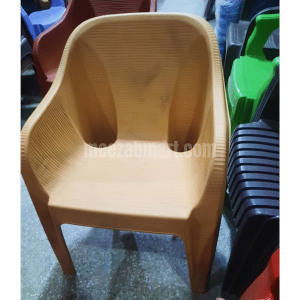 Premium Plastic Arm Chair – Ribbed Texture (Brown) - Image 3
