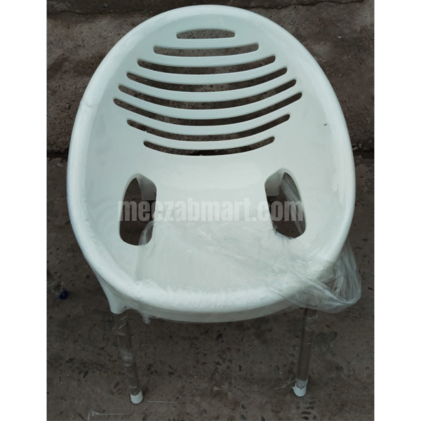 Modern Round Plastic Chair with Steel Legs - Image 2