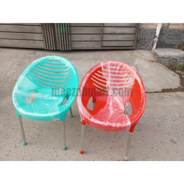 Modern Round Plastic Chair with Steel Legs - Image 3