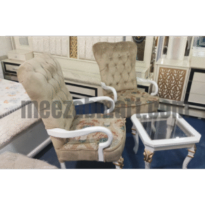 Elegant Royal Sofa Chairs with Glass Table