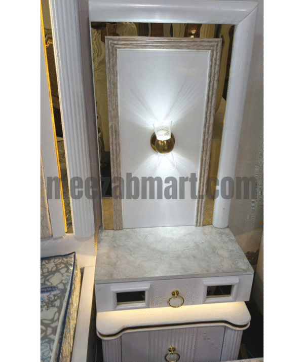 Luxury King Size LED Bed Set – White & Gold Finish - Image 3
