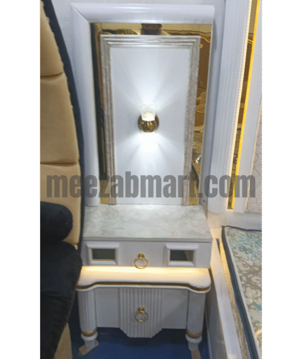 Luxury King Size LED Bed Set – White & Gold Finish - Image 4