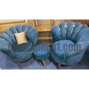 Luxury Velvet Shell Sofa Chairs Set with Ottoman