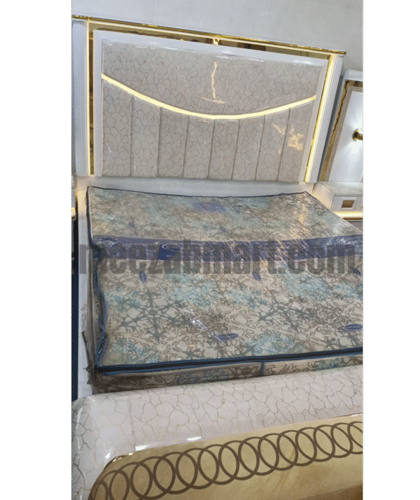 Luxury White & Gold King Size Bed Set