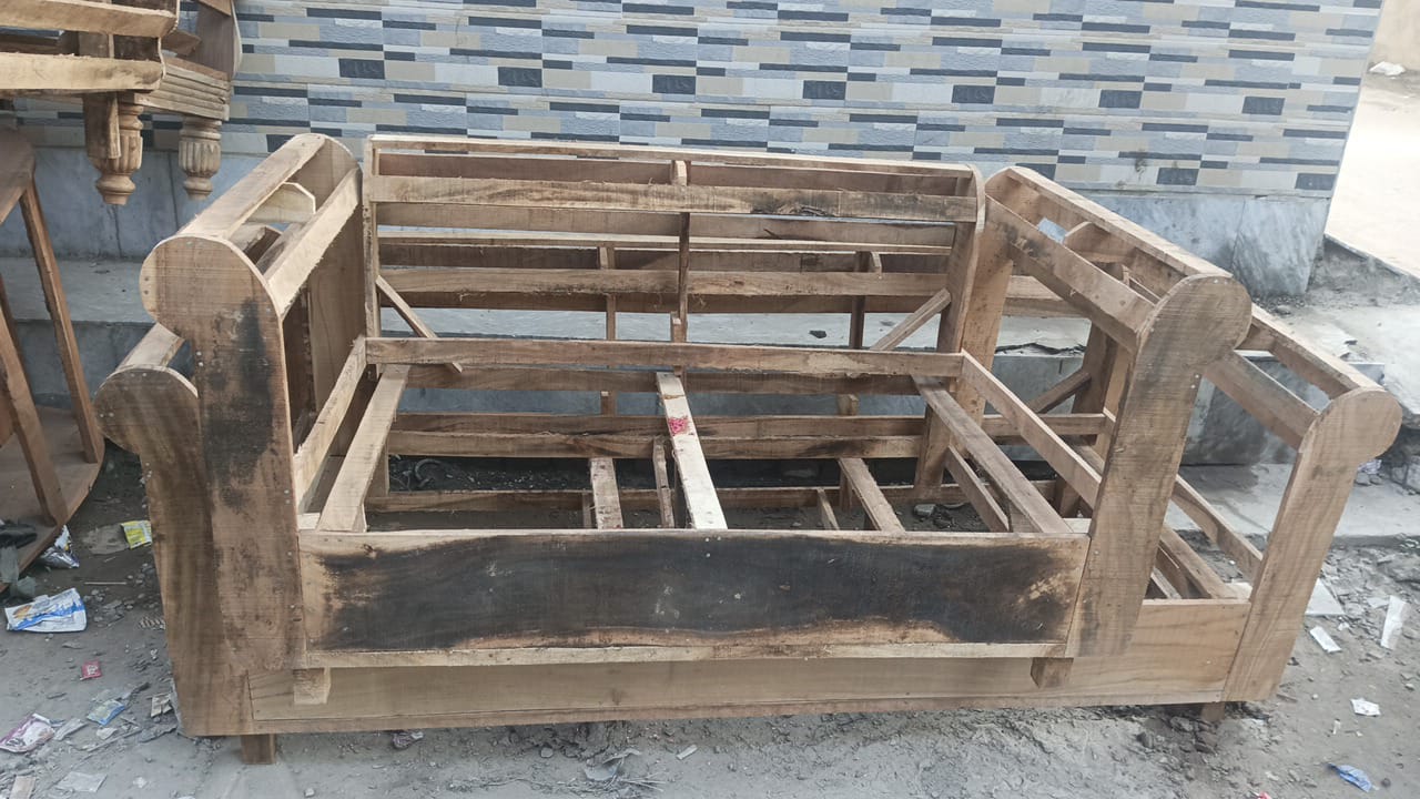 Unfinished Classic Scroll Armchair/Sofa Frame